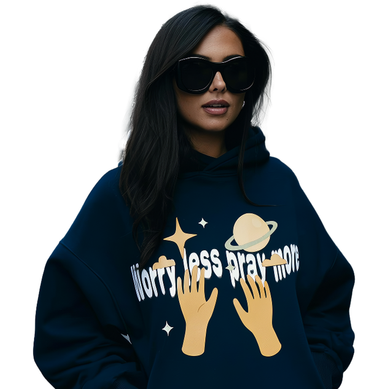 Model wearing HEAVN hoodie